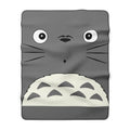 Totoro-Inspired Sherpa Blanket – Cute Grey Animal Face Cozy Throw