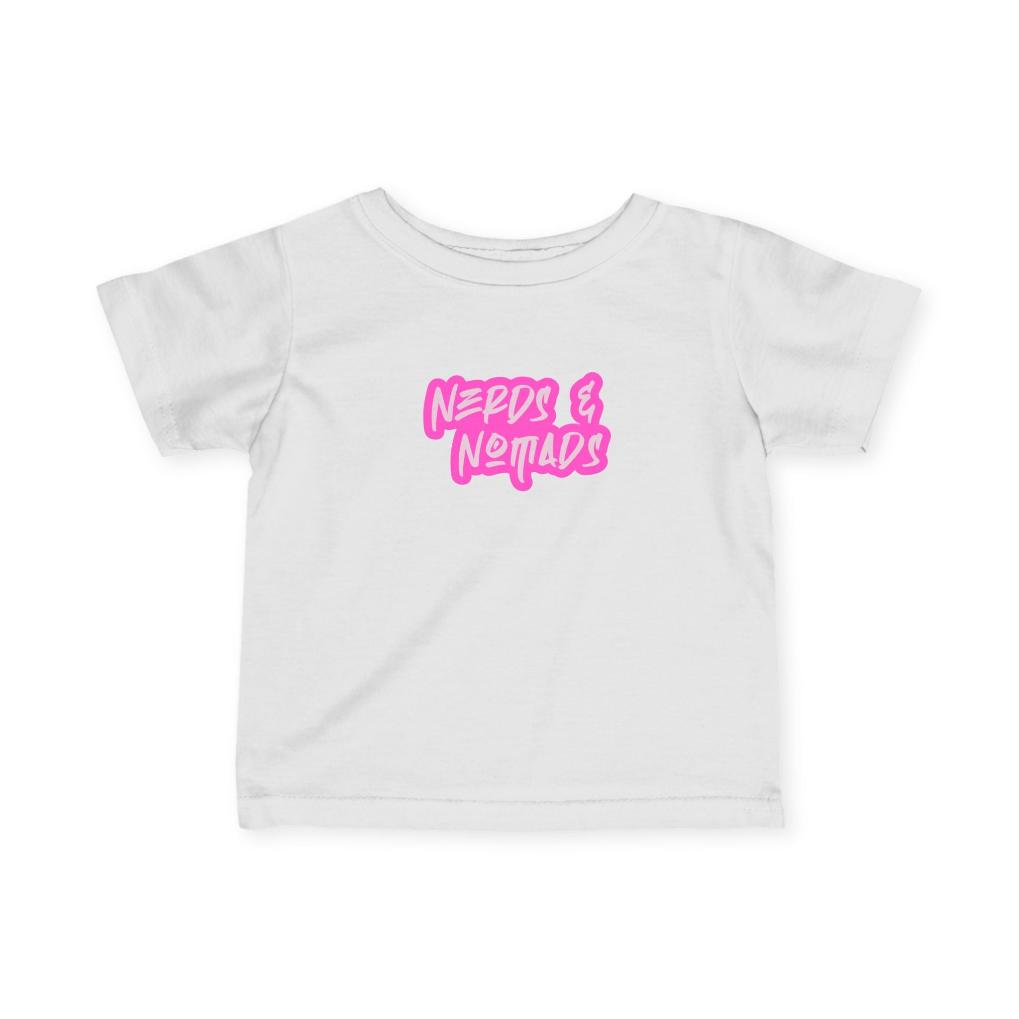 Infant Tee — 'Nerds & Nomads' Pink Script Baby T-Shirt