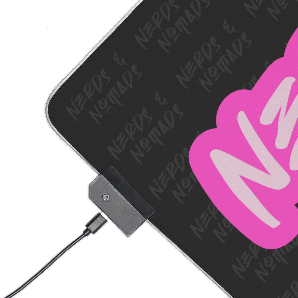 LED Gaming Mouse Pad — "Nerds & Nomads" RGB Desk Mat