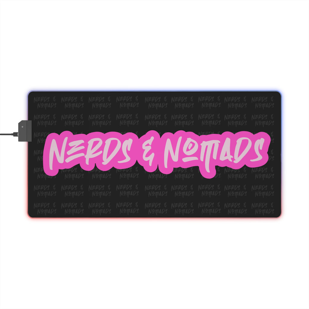 LED Gaming Mouse Pad — "Nerds & Nomads" RGB Desk Mat