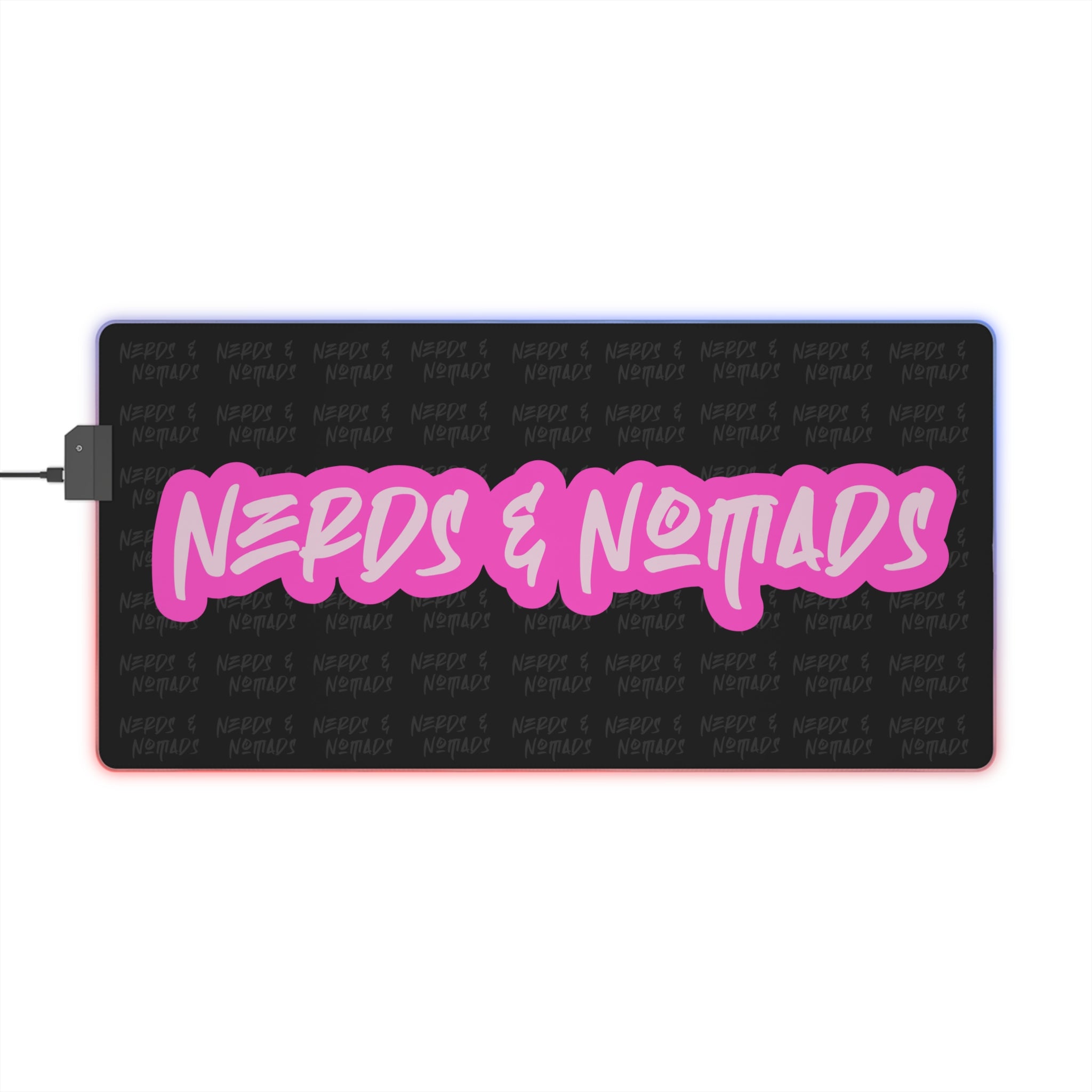 LED Gaming Mouse Pad — "Nerds & Nomads" RGB Desk Mat