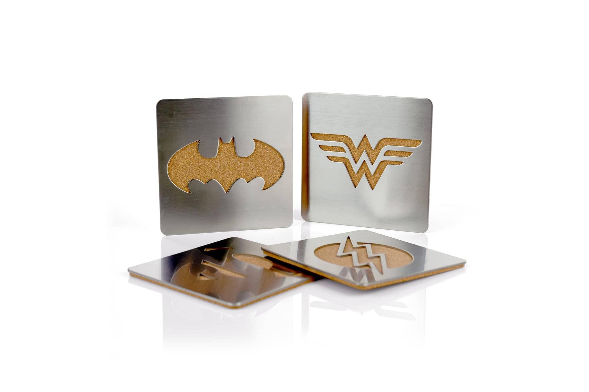 DC Comics Laser Cut Superhero Logo Coaster Set of 4