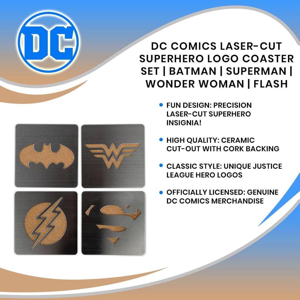 DC Comics Laser Cut Superhero Logo Coaster Set of 4