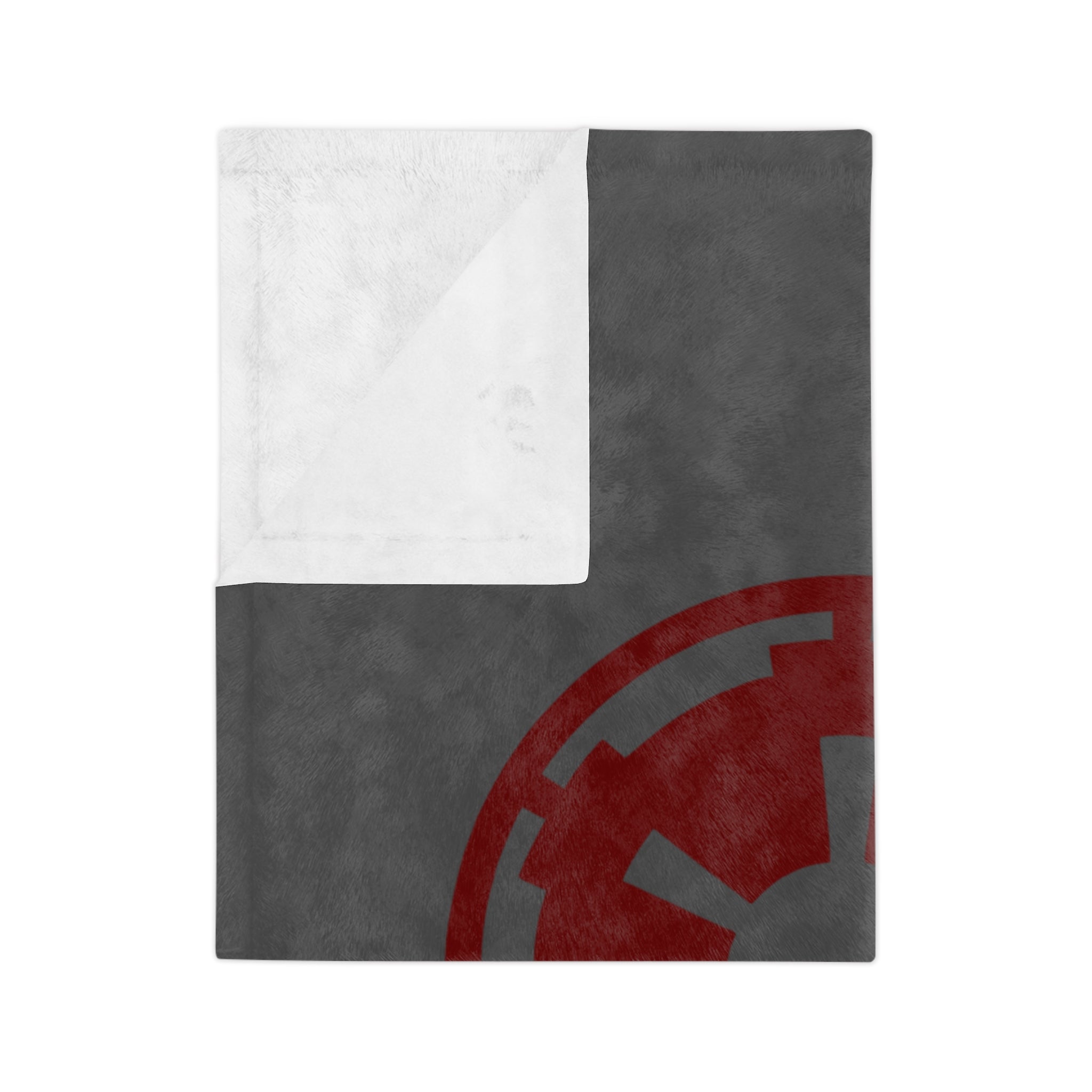 Galactic Empire Symbol Velveteen Microfiber Blanket — Soft Gray & Red Star Wars-Inspired Throw