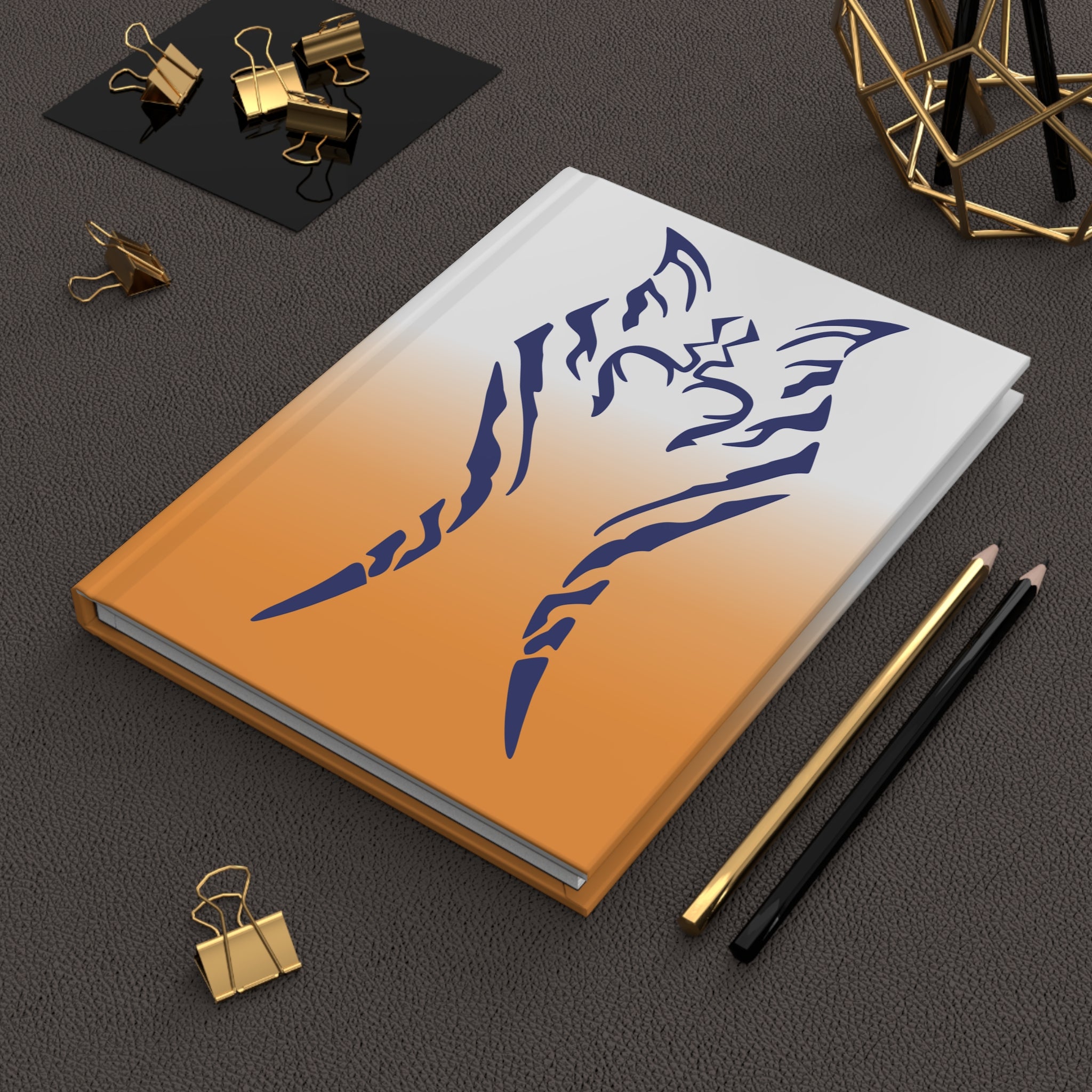 A. Tano Hardcover Journal — Blue Sigil on Orange Ombre Notebook