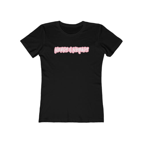 Boyfriend Tee — "Needles & Nets" Pink Logo Women’s Relaxed Fit T-Shirt