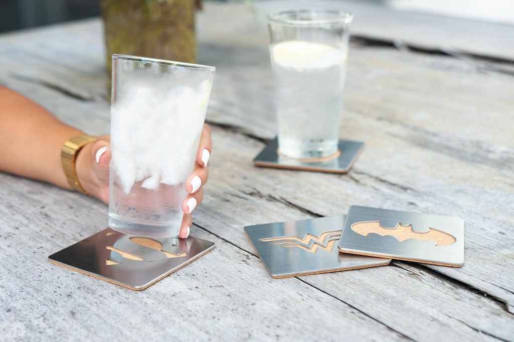 DC Comics Laser Cut Superhero Logo Coaster Set of 4