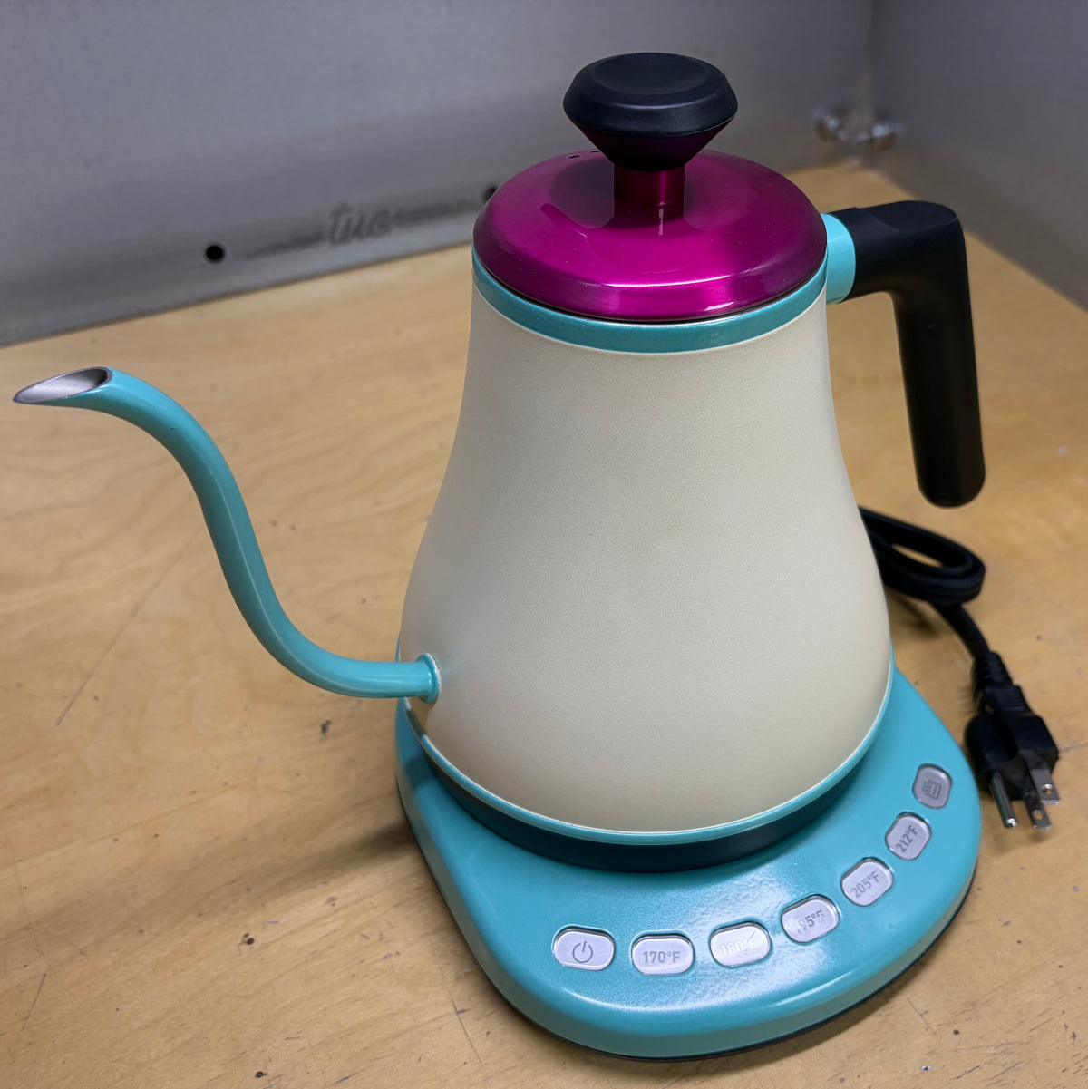 Teatime Detour | Custom COSORI Electric Gooseneck Kettle in Ivory, Teal & Pink