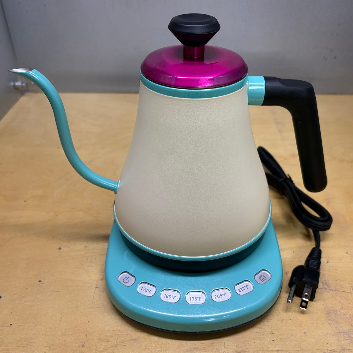 Teatime Detour | Custom COSORI Electric Gooseneck Kettle in Ivory, Teal & Pink