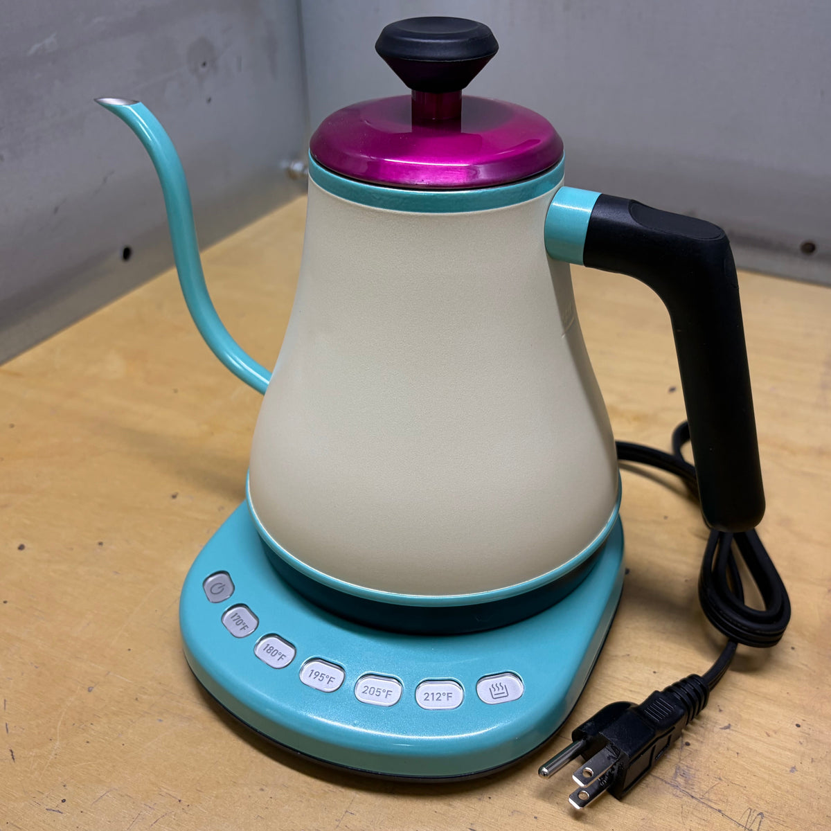 Teatime Detour | Custom COSORI Electric Gooseneck Kettle in Ivory, Teal & Pink