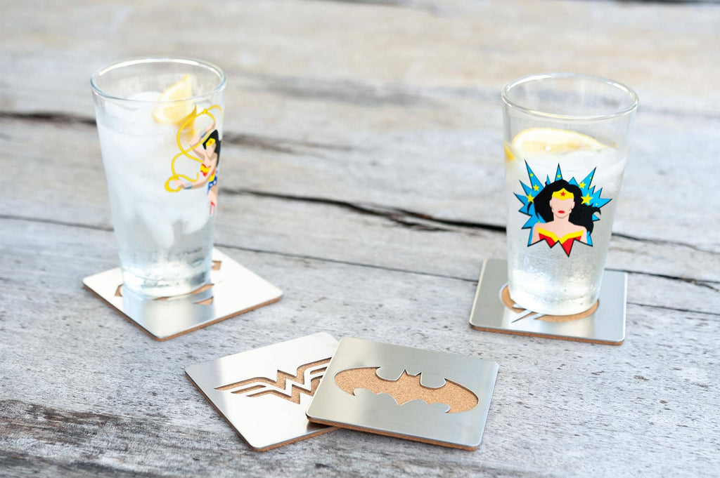 DC Comics Laser Cut Superhero Logo Coaster Set of 4