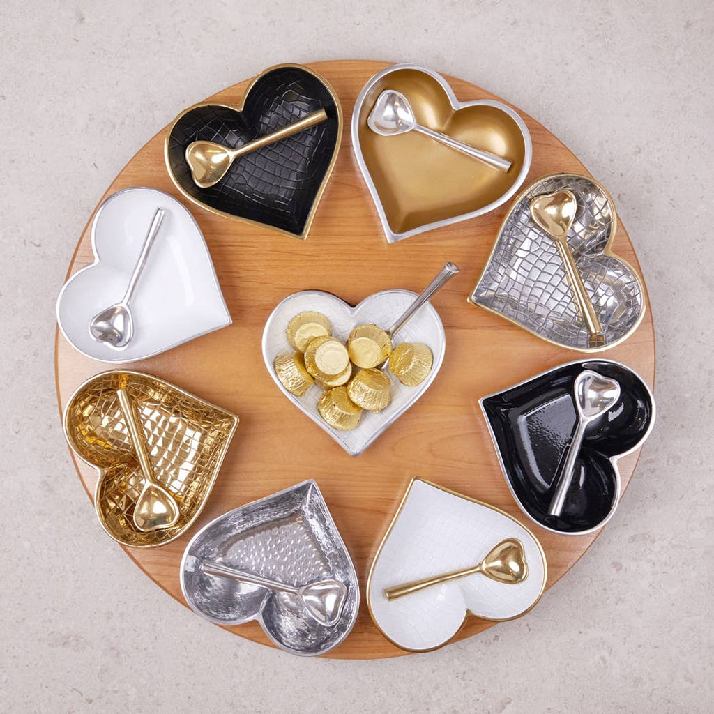 Happy Hammered Silver Heart with Heart Spoon