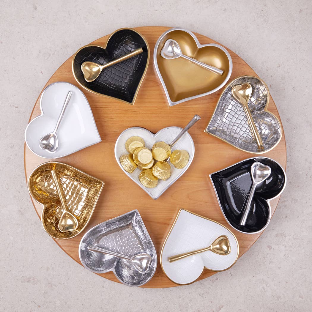 Happy Hammered Silver Heart with Heart Spoon