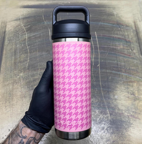 Pink Houndstooth 18 Oz. Water Bottle | Ready to Ship