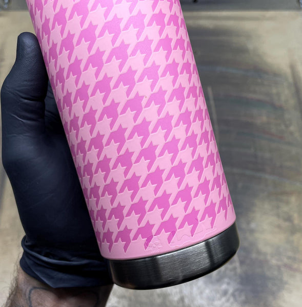 Pink Houndstooth 18 Oz. Water Bottle | Ready to Ship